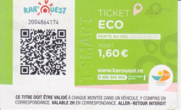 974 ILE REUNION - TICKET ECO VERT  BUS - KAROUEST  KAR OUEST NOUVELLE LIGNE -  VENTE AU SOL  UNIQUEMENT - Mondo