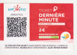 974 ILE REUNION - TICKET DERNIERE MINUTE ROUGE UNITAIRE 2€  - BUS - KAROUEST  KAR OUEST-  VENTE A BORD UNIQUEMENT - World