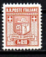 1944 - Italia - Emissioni Locali - Campione D'Italia 2A Stemma  ------- - Local And Autonomous Issues