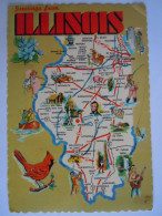 Cpsm USA Greetings From Illinois Prairie State Map Landkaart 1988 - Other & Unclassified