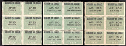 2062. GREECE.30,50,100 DR.MNH BLOCK OF 6 REVENUES. 3 STAMPS LIGHT FAULTS - Erinnophilie