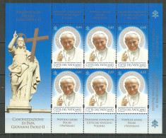 Vatican MNH ** 1656 Feuillet  Canonisation De Jean Paul II Pape Religion émission Commune Pologne Italie - Unused Stamps
