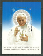 Vatican MNH ** 1657 Canonisation De Jean Paul II Pape Religion émission Commune Pologne Italie - Unused Stamps