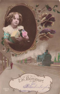 BELGIQUE - Un Bonjour De Blankenberghe - Locomotive - Petite Fille - Colorisé - Carte Postale Ancienne - Blankenberge