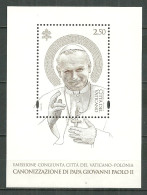 Vatican MNH ** 1658 Canonisation De Jean Paul II Pape Religion émission Commune Pologne Italie - Unused Stamps