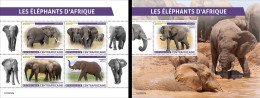 Centrafrica 2023, Animals, Elephant, 4val In BF+BF - Centrafricaine (République)