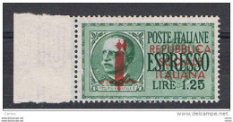 R.S.I. VARIETA':  1944  EX. SOPRASTAMPATO  -   £. 1,25  VERDE  N. -  C  DI  REPUBBLICA  COME  €.  -  C.E.I. 6 VR - Correo Urgente