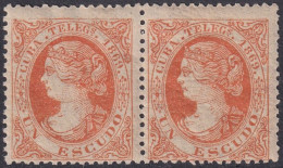 Cuba 1869 Telégrafo Ed 6  Telegraph Pair MH* Crazed Gum - Cuba (1874-1898)