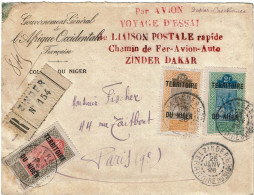 CTN86D - NIGER LETTRE AVION ZINDER / PARIS 25/1/1926 LIAISON POSTALE RAPIDE CHEMIN DE FER - AVION - AUTO ZINDER/DAKAR - Covers & Documents