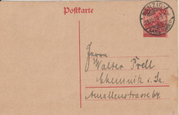 DANZIG - 1920 - CP ENTIER De DANZIG-LANGFUHR => CHEMNITZ - Enteros Postales