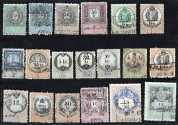 HONGRIE - LOT DE 35 TIMBRES FISCAUX ANCIENS DIFFERENTS - 2 SCANS - Revenue Stamps