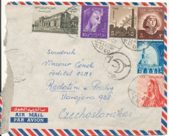 Egypt Air Mail Cover Sent To Czechoslovakia 2-1-1960 With A Lot Of Stamps The Cover Is Damaged In The Left Side By Openi - Cartas & Documentos