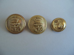 Bouton Lot De 3 Militaire Couronne Ancre Marine FIRMIN LONDON Buttons Ltd B'HAM Birminghan . - Boutons