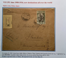 Ethiopia: Addis-Abbeba 1921cover>HANKOW, CHINA. Rare Destination&incoming Mail (lettre Rhinoceros Chine Poste Française - Ethiopie