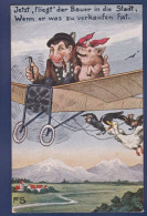 CPA Cochon Pig Caricature Satirique Non Circulé Position Humaine Aviation - Cerdos