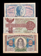 España Spain Set 50 Céntimos 1 2 Pesetas 1937 1938 Pick 93 94 95 Mbc+/Sc- Vf+/aUnc - [ 5] Emissioni Ministero Delle Finanze