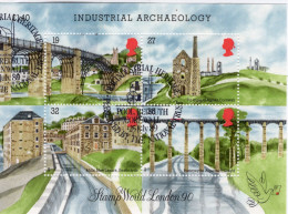 Great Britain 1989 -  INDUSTRIAL ARCHAEOLOGY - 4v Block Sheet  - Cancelled To Order First Day Of Issue - Archéologie
