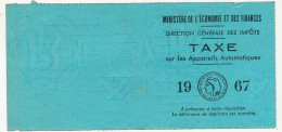 Taxe Sur Les Appareils Automatiques, Année 1967 - (Billard électrique) - Marseille - Andere & Zonder Classificatie