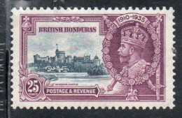 BRITISH HONDURAS BRITANNICO 1935 KING GEORGE V SILVER JUBILEE ISSUE CENT. 25c MNH - Britisch-Honduras (...-1970)