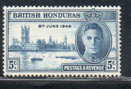 BRITISH HONDURAS BRITANNICO 1946 KING GEORGE VI PEACE ISSUE CENT. 5c MLH - Honduras Britannico (...-1970)