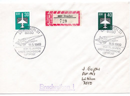 60377 - DDR - 1989 - 40Pfg Luftpost MiF A R-Bf SoStpl DRESDEN - VOR 75 JAHREN ... LUFTPOST -> Luebben - Flugzeuge