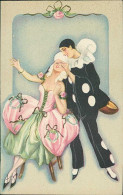 CHIOSTRI SIGNED 1920s POSTCARD - PIERROT & WOMAN - EDIT BALLERINI & FRATINI - N.228 (4967) - Chiostri, Carlo