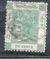 HONG KONG 1863 1880 1865 QUEEN VICTORIA 24c USED USATO OBLITERE' - Usati