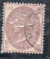 HONG KONG 1890 1902 QUEEN VICTORIA DULL PURPLE 2c USED USATO OBLITERE' - Used Stamps