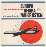 Interflug: Europa Afrika Naher Osten (Vintage Airline Luggage Label) - Etiquetas De Hotel