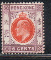 HONG KONG 1904 1911 1906 KING EDWARD VII  6c MH - Neufs