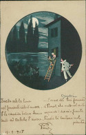 CHIOSTRI SIGNED 1920s POSTCARD - PIERROT & HARLEQUIN & WOMAN - EDIT BALLERINI & FRATINI - N.180  (4969) - Chiostri, Carlo