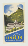 Geiranger / Norway: Turisthotellet Union (Vintage Luggage Label) - Etiquetas De Hotel