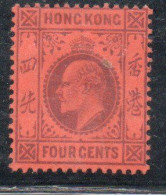 HONG KONG 1903 1911 1906 KING EDWARD VII 4c MH - Unused Stamps