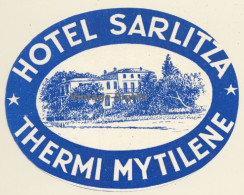 Lesbos / Greece: Hotel Sarlitza - Thermi Mytilene (Vintage Luggage Label) - Etiquetas De Hotel