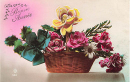 FÊTES - VŒUX - Bonne Année - Fleurs - Colorisé - Carte Postale Ancienne - Nouvel An