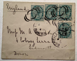 India 1893 RARE ESSAY POSTMARK BAREILLY (Uttar Pradesh) Queen Victoria Cover>Sidmouth Devon GB (Inde Lettre - 1882-1901 Imperio