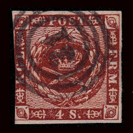 DENMARK.1858-62.SCOTT 7a.4s Brown.USED. - Gebraucht