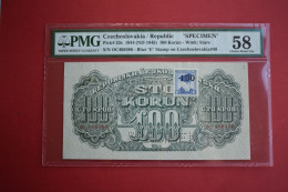 Banknotes Czechoslovakia  100 Korun 1945 PMG 58 Pick#53s SPECIMEN - Cecoslovacchia