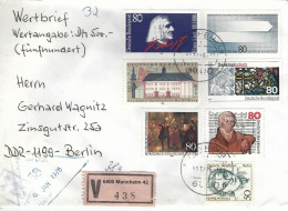 Deutschland Germany 1986 Mannheim Liszt Wertbrief Value Declared Customs Berlin DDR Cover Bahnpost Amt Seal - Etiquettes 'Recommandé' & 'Valeur Déclarée'