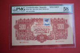 Banknotes Czechoslovakia  500 Korun 1944 PMG 58 Pick#49s SPECIMEN - Tchécoslovaquie