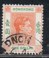 HONG KONG 1938 1948 KING GEORGE VI 1$ USED USATO OBLITERE' - Oblitérés