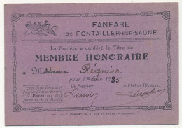 FRANCE - Carte De Membre Honoraire - Fanfare De Pontailler-sur-Saône - 1985 - Cartes De Membre