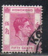 HONG KONG 1938 1948 KING GEORGE VI 50c USED USATO OBLITERE' - Usati