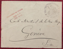 France, Griffe PRISONNIER DE GUERRE + Cachet Hopital Temporaire Sur Enveloppe Pour La Suisse 16.4.1915 - (B3220) - WW I