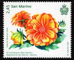 San Marino - 2023 - Dalia Flower - 15 Years Of Diplomatic Relations With Mexico - Mint Stamp - Nuevos