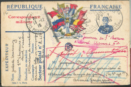 Carte Aux Drapeaux Expédiée Des POSTES MILITAIRES BELGIQUE  (Jules De Trannoy Ancien Professeur à L'Institut St-Louis (v - Army: Belgium