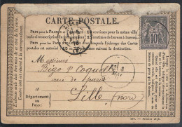 FRANCE : Carte Précurseur Datée Du 3/4/1878 à TARBES Et LILLE - PRIX FIXE - - Cartes Précurseurs