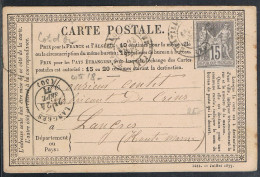 FRANCE : Carte Précurseur Datée Du 23/9/1877 à CHATILLON-sur-SEINE (Côte D'Or) Et LANGRES - - Cartes Précurseurs