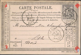 FRANCE : Carte Précurseur Datée Du 8/3/1877 à LA FERE (Aisne) Et Le 9/3/1877 à LILLE - - Vorläufer