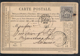 FRANCE : Carte Précurseur Datée Du 18/10/1877 à GRASSE Et VRIGNE-aux-BOIS (Ardennnes) - - Vorläufer